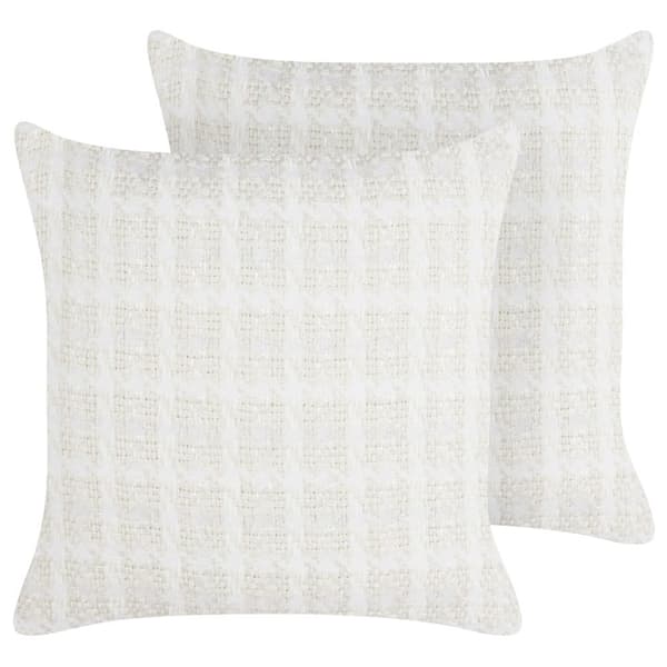 Set med 2 DOURIS prydnadskuddar 45 x 45 cm ljusbeige rutig Lumarko!