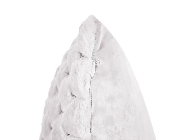 Sæt med 2 PURSLANE pyntepuder Kunstpels 43 x 43 cm Hvid Geometrisk mønster Lumarko!