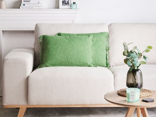 Set med 2 MABA prydnadskuddar i bomull 50 x 35 cm Grön Enfärgad Lumarko!