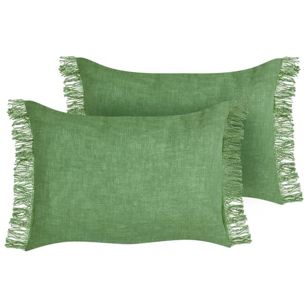 Set med 2 MABA prydnadskuddar i bomull 50 x 35 cm Grön Enfärgad Lumarko!