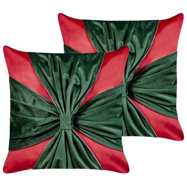 Set med 2 MARSHMALLOW sammetsprydnader 45 x 45 cm Rött julmönster Lumarko!