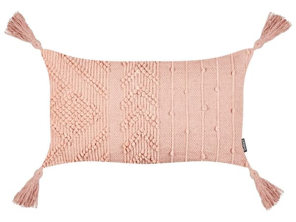 Sæt med 2 pyntepuder VALVARIA Bomuld 30 x 50 cm Fersken Zigzag-mønster Lumarko!