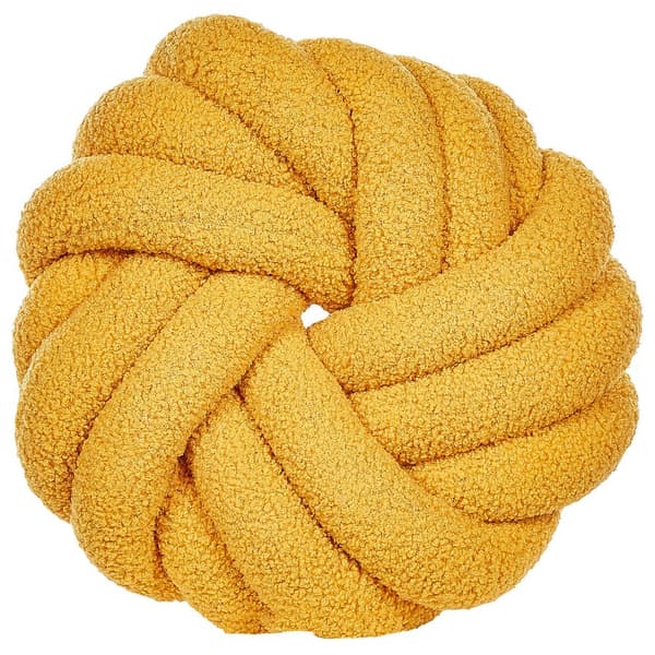 AKOLA Boucle Dekorationskudde 31 x 31 cm Senap Enfärgad Lumarko!