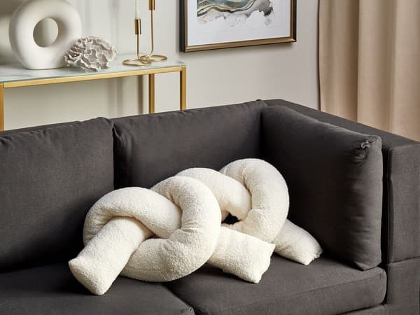 Set med 2 GLADIOLUS Bouclé prydnadskuddar 172 x 14 cm Offwhite Enfärgade Lumarko!