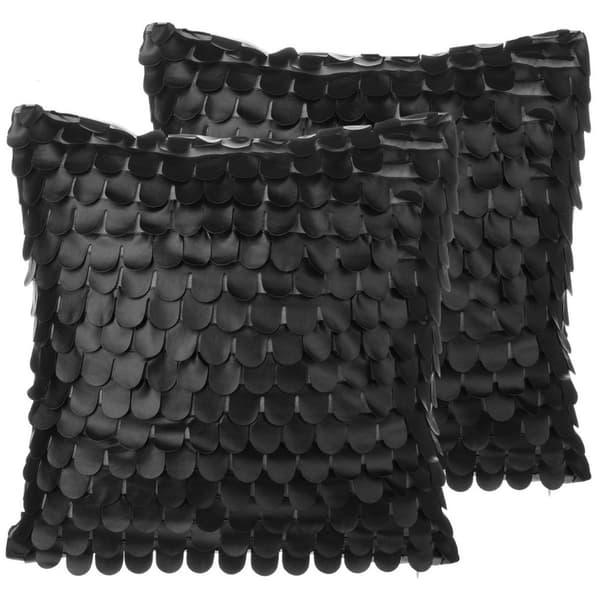 Sæt med 2 LOBELIA pyntepuder Ecoleather 45 x 45 cm Sort Ensfarvet Lumarko!