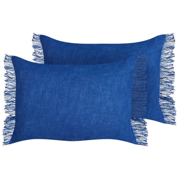 Sæt med 2 pyntepuder MABA Bomuld 50 x 35 cm Marineblå Ensfarvet Lumarko!