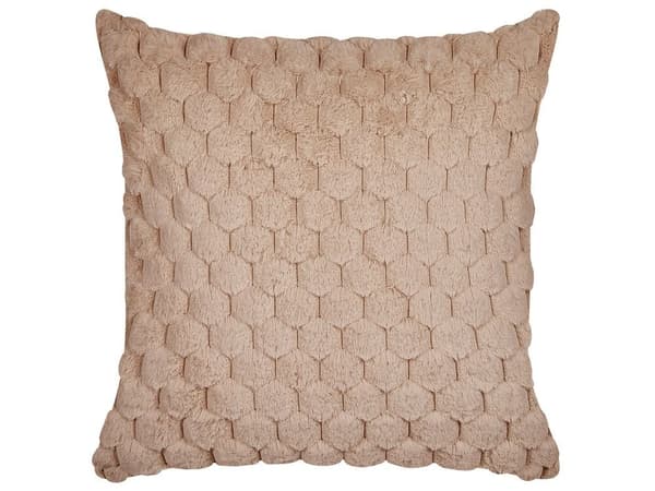 Set med 2 prydnadskuddar PURSLANE Fuskpäls 43 x 43 cm Sand Geometriskt mönster Lumarko!