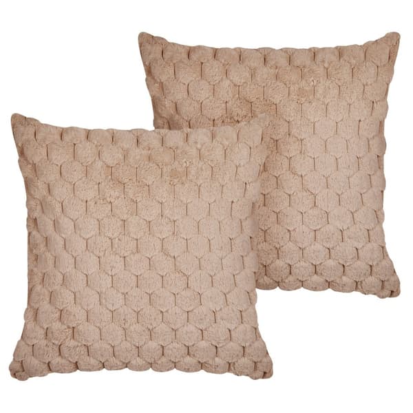 Set med 2 prydnadskuddar PURSLANE Fuskpäls 43 x 43 cm Sand Geometriskt mönster Lumarko!