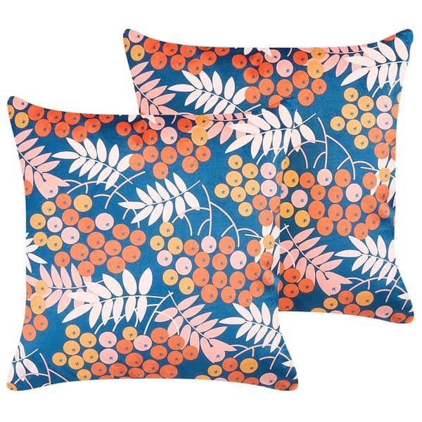 Set med 2 prydnadskuddar SUMAC sammet 45 x 45 cm färgglatt växtmönster Lumarko!
