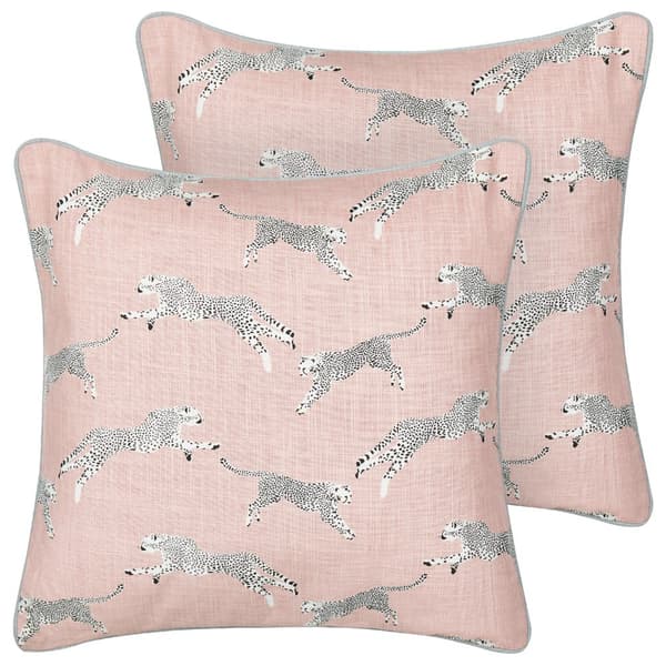 Set med 2 ARALES prydnadskuddar bomull 45 x 45 cm Pastellrosa Djurmönster Lumarko!