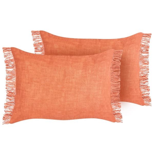 Set med 2 MABA prydnadskuddar i bomull 50 x 35 cm Orange Enfärgade Lumarko!