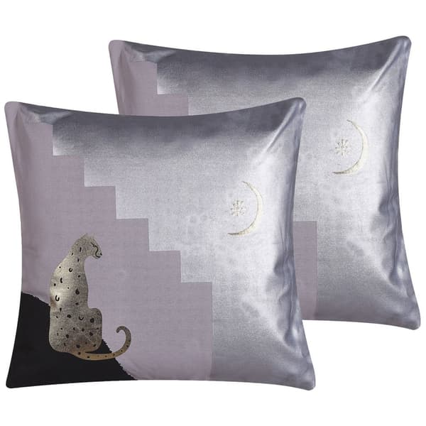 Set med 2 prydnadskuddar DIGITALIS bomull 45 x 45 cm grå abstrakt mönster Lumarko!