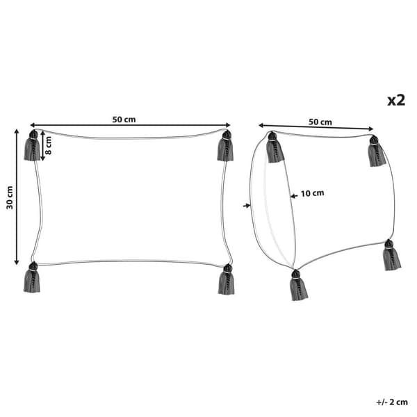 Set med 2 ANTHEMIS prydnadskuddar bomull 30 x 50 cm röda orientaliska mönster Lumarko!