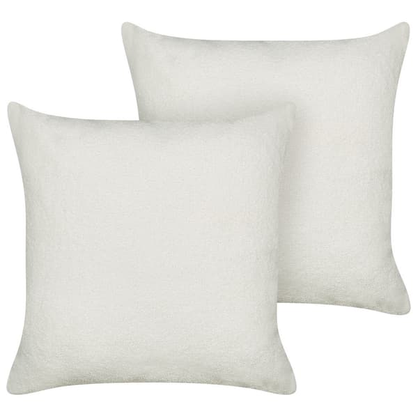 Set med 2 LEUZEA Boucle prydnadskuddar 60 x 60 cm Off-white Enfärgad Lumarko!
