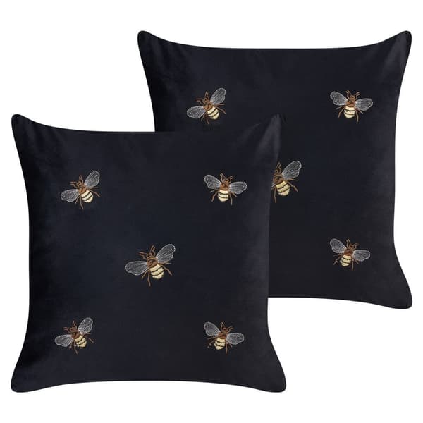Sæt med 2 pyntepuder TALINUM fløjl 45 x 45 cm sort dyremønster Lumarko!