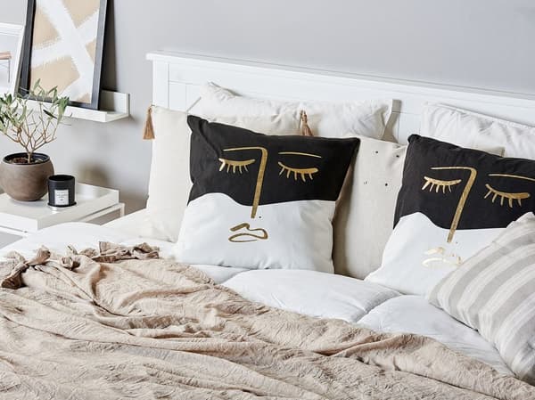 Set med 2 prydnadskuddar ABELIA Bomull 45 x 45 cm Svart/vit Abstrakt mönster Lumarko!