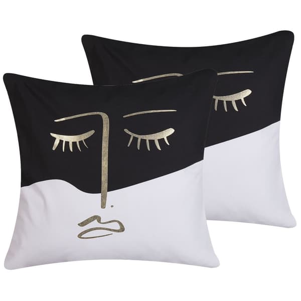 Set med 2 prydnadskuddar ABELIA Bomull 45 x 45 cm Svart/vit Abstrakt mönster Lumarko!