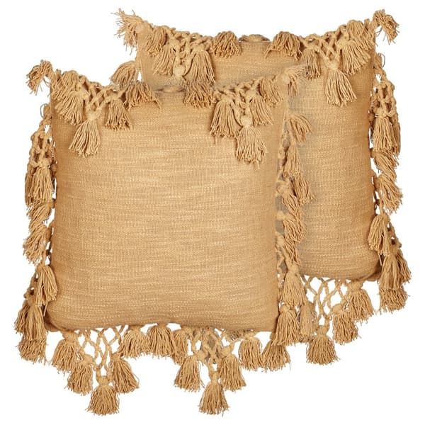 Set med 2 prydnadskuddar OLEARIA bomull 45 x 45 cm sandfärgad enfärgad Lumarko!