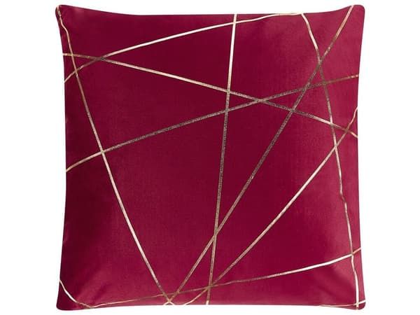 Set med 2 prydnadskuddar PINUS sammet 45 x 45 cm röd geometriskt mönster Lumarko!