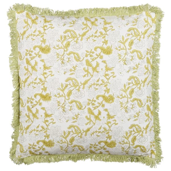 FILIX Koristeellinen puuvillatyyny 45 x 45 cm Vihreä kukkakuvio Lumarko!