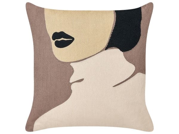 Set med 2 SILPHIUM prydnadskuddar bomull 45 x 45 cm brun abstrakt mönster Lumarko!