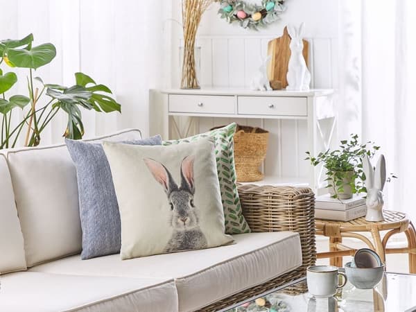 Set med 2 QUERCUS prydnadskuddar 45 x 45 cm Beigegrå Djurmönster Lumarko!