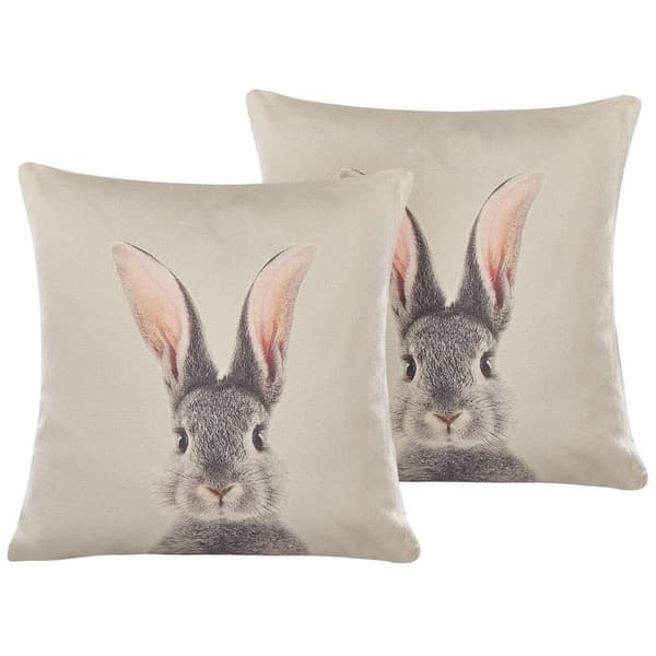 Set med 2 QUERCUS prydnadskuddar 45 x 45 cm Beigegrå Djurmönster Lumarko!