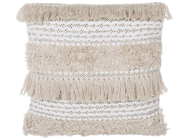 Set med 2 prydnadskuddar VILLUR Bomull 45 x 45 cm Beige Randig Lumarko!