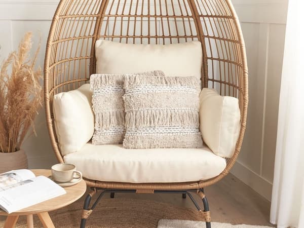 Set med 2 prydnadskuddar VILLUR Bomull 45 x 45 cm Beige Randig Lumarko!