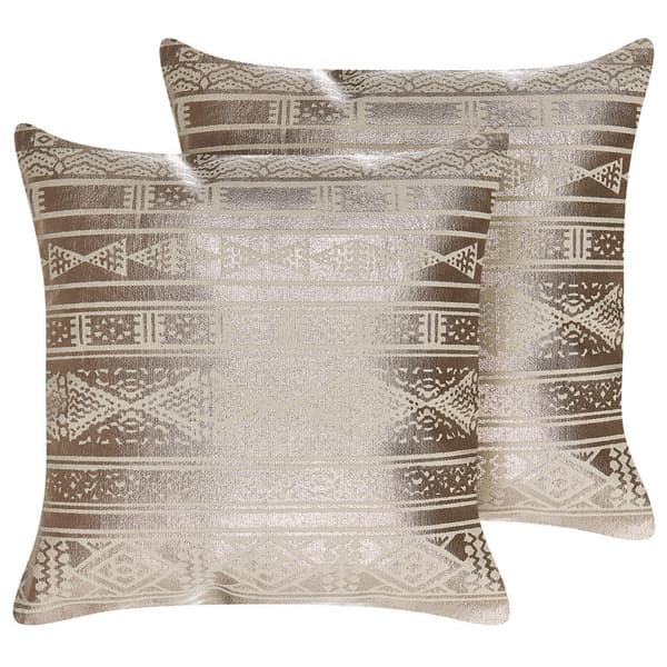 Set med 2 OUJDA prydnadskuddar bomull 50 x 50 cm Roséguld Geometriskt mönster Lumarko!