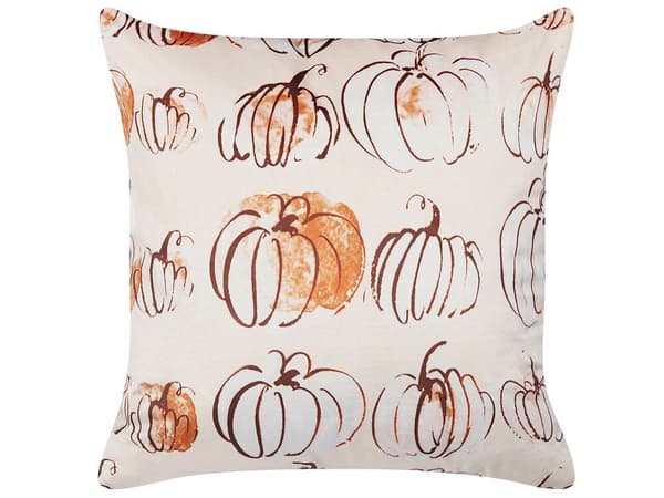 Set med 2 prydnadskuddar CUCURBITA sammet 45 x 45 cm beige växtmönster Lumarko!
