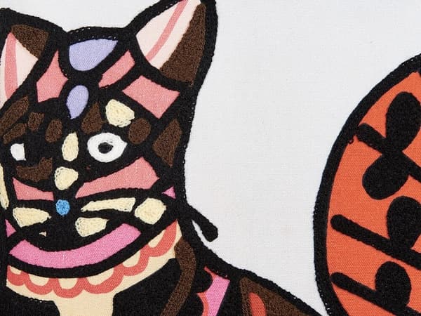 Dekorativ kudde i bomull med kattmotiv 50 x 50 cm flerfärgad MEHSANA Lumarko!