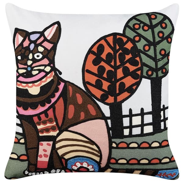 Dekorativ kudde i bomull med kattmotiv 50 x 50 cm flerfärgad MEHSANA Lumarko!