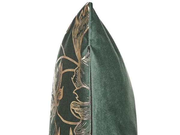 2 fløjls pyntepuder med blomster 45 x 45 cm grøn PÅSKELILJE Lumarko!