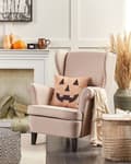 Pikkukuva 5 / 9: Samettinen koristetyyny Halloween-kurpitsa-aiheella 45 x 45 cm beige SEBES Lumarko!