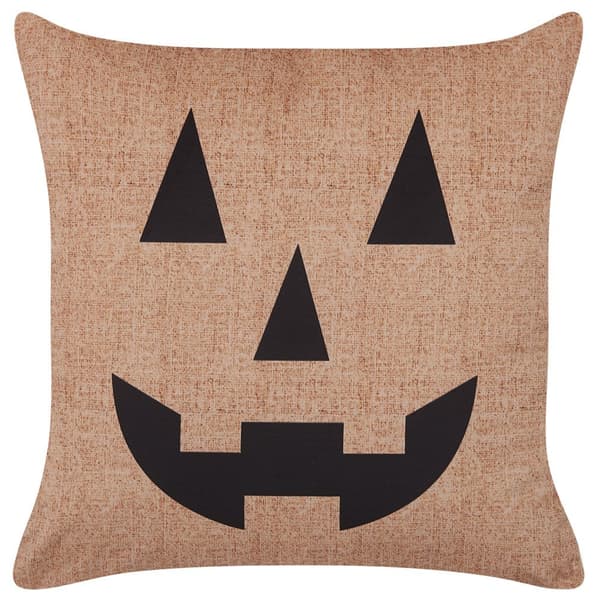 Samettinen koristetyyny Halloween-kurpitsa-aiheella 45 x 45 cm beige SEBES Lumarko!
