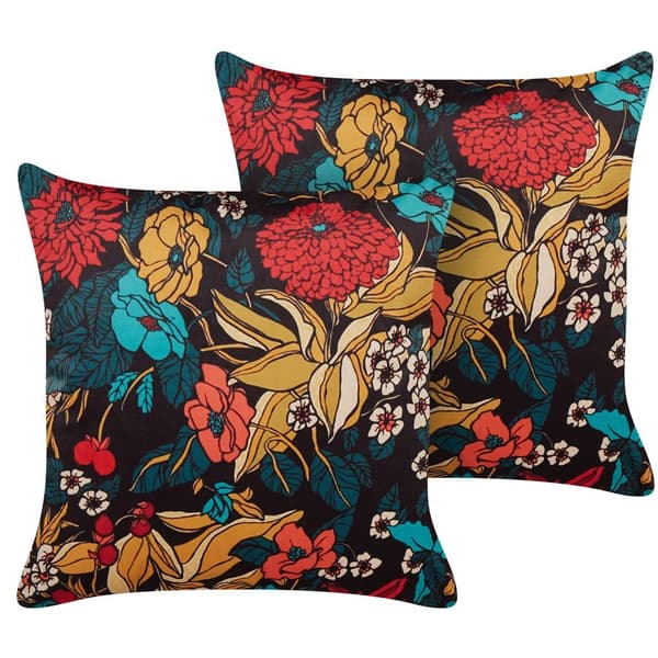 Sæt med 2 pyntepuder med blomster 45 x 45 cm flerfarvet PROTEA Lumarko!