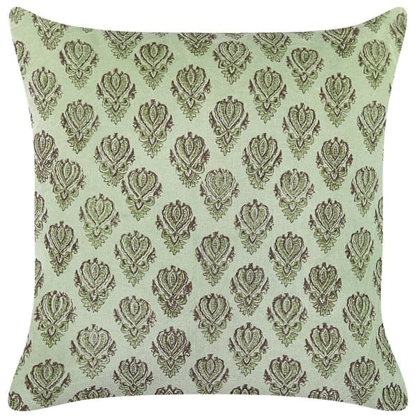 Sammet dekorativ kudde växtmotiv 45 x 45 cm grön RUNGIA Lumarko!