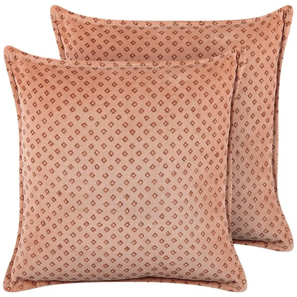 2 prydnadskuddar i sammet med diamantmönster 45 x 45 cm rosa RHODOCOMA Lumarko!