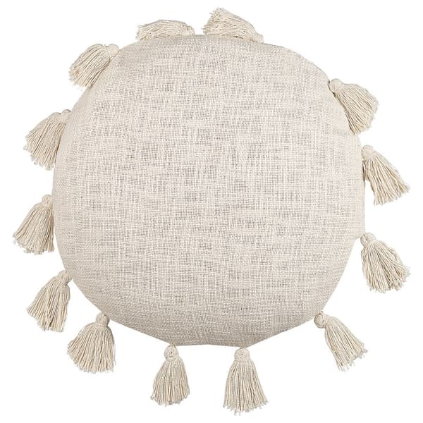 Dekorativ kudde i bomull med fransar 45 cm beige MADIA