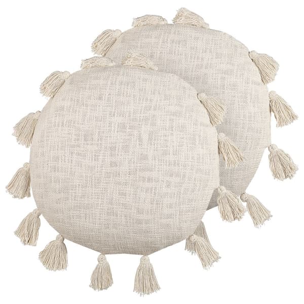 puuvillaista koristetyynyä hapsuilla 45 cm beige MADIA