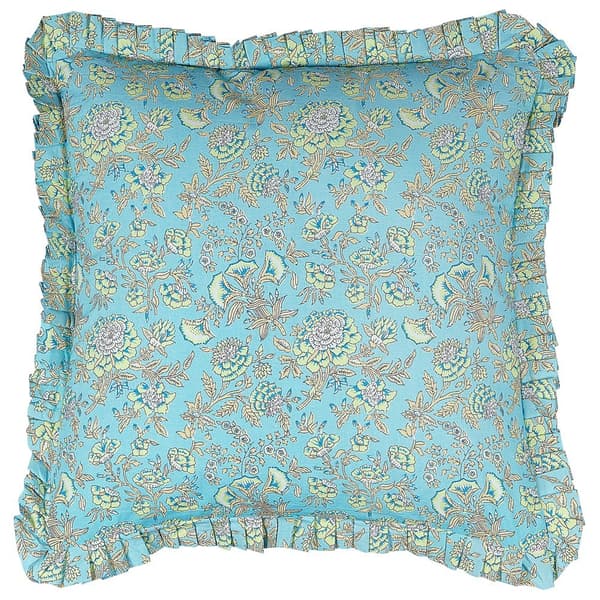 Dekorativ kudde i bomull med blommor 45 x 45 cm blå AMOENA Lumarko!