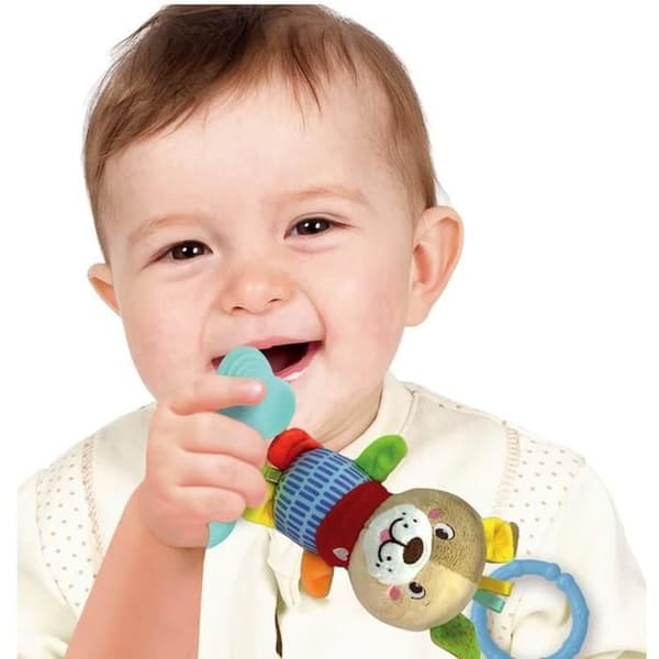 Barntoy - CLEMENTONI - Mjuk Rolly Hund med Ljud - Mjuk tyg - Vit - 20 cm