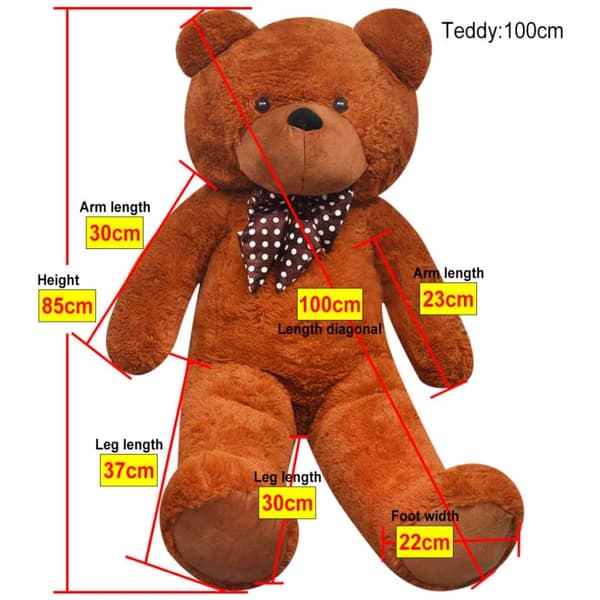 vidaXL Myk plysjbamse XXL brun 85 cm