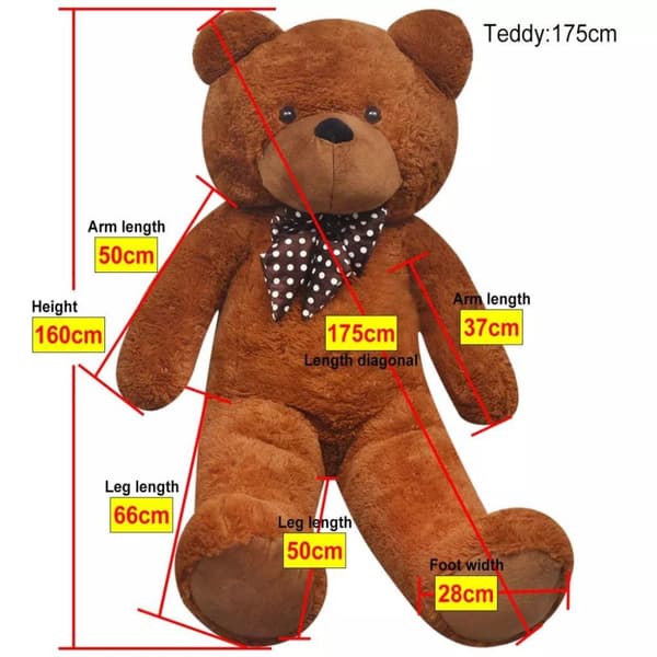 vidaXL Nallebjörn XXL brun plysch 160 cm