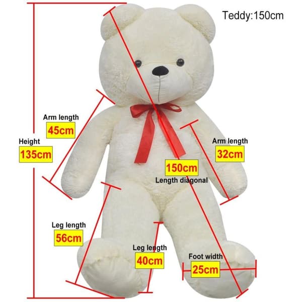vidaXL XXL Nalle pehmolelu 135 cm valkoinen