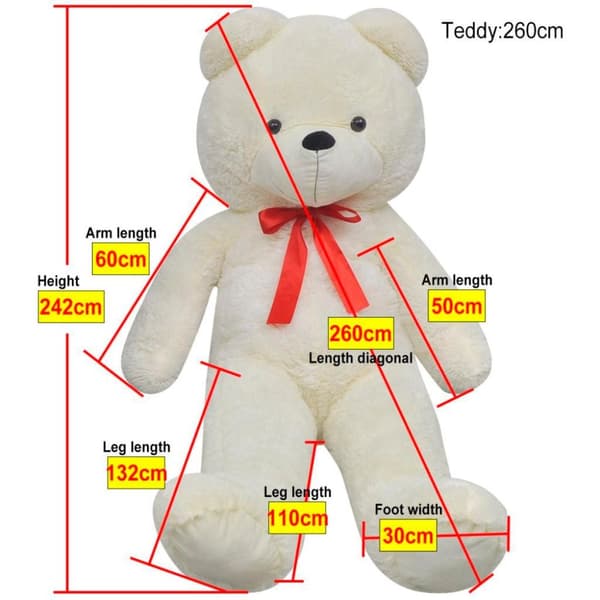 vidaXL tøjbamse 242 cm plysstof hvid
