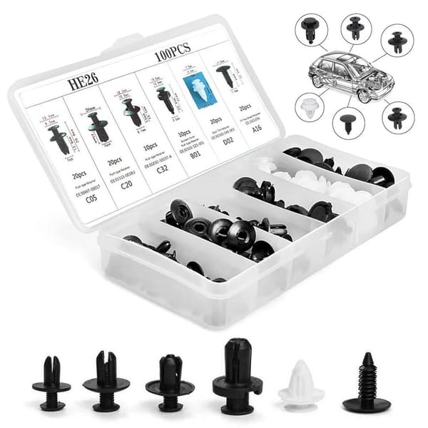 100-pack - plastclips till bil