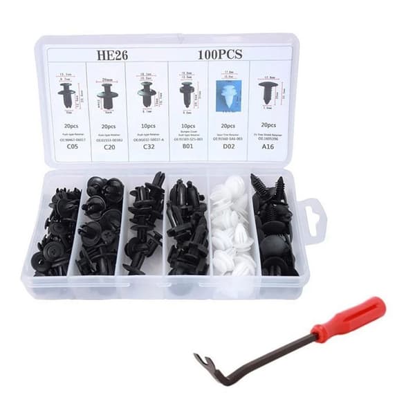 100-pack - plastclips till bil