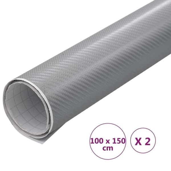 vidaXL Bilfolier 2 stk 4D sølv 100x150 cm
